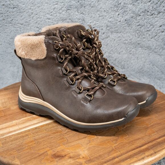 BareTraps YANTY Ankle Boots Women’s Faux Fur Lace Up Zip Brown Size 6 M - Picture 1 of 6